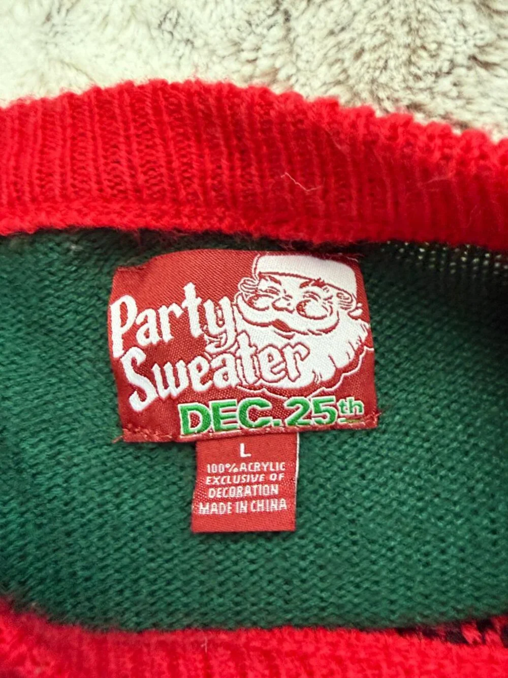 Green ugly Christmas sweater large cats ornaments holiday party girlhoodcore